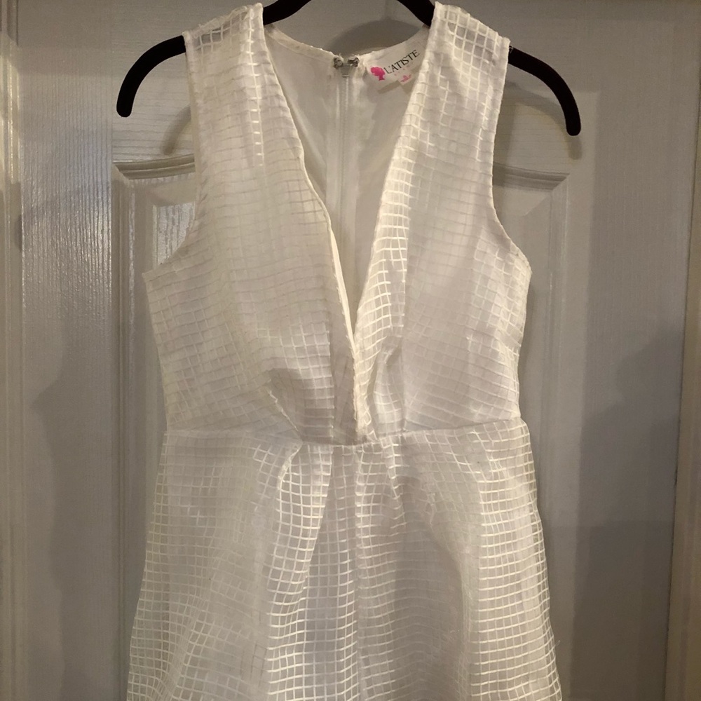White Romper with Box Pattern